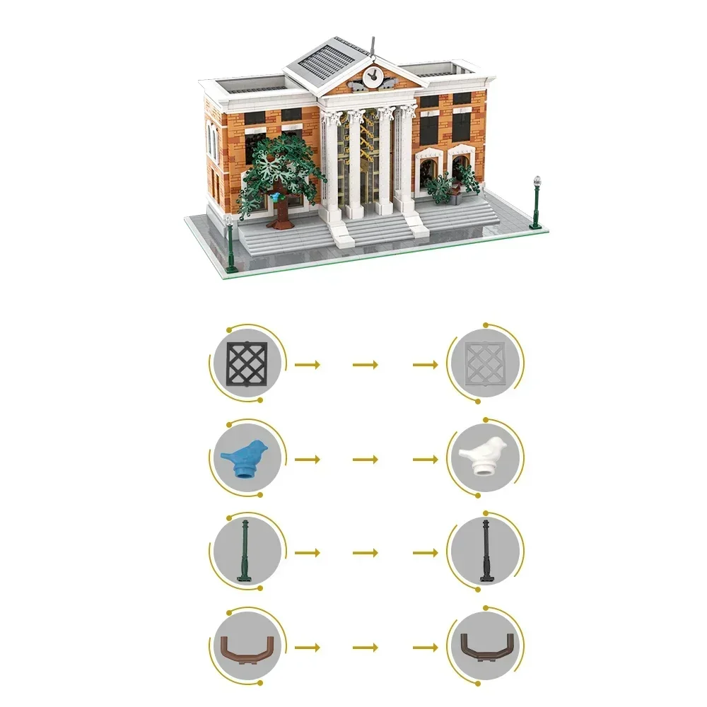 EKbricks MOC – blocs de construction modulaires retour vers le palais de justice, tour d'horloge, modèle d'architecture d'horizon, Machine, jouets de voiture, cadeau