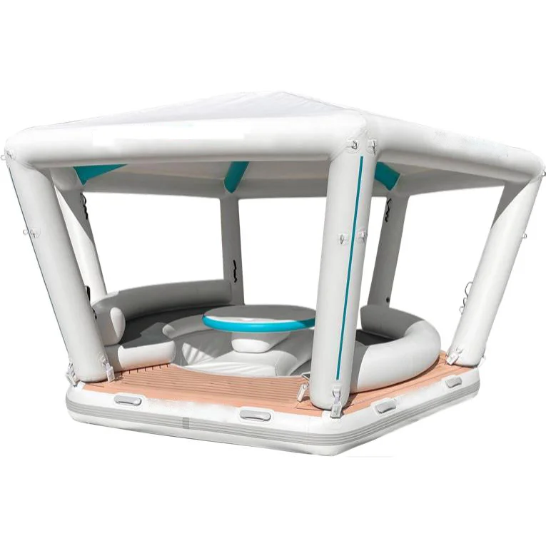 Wholesale Inflatable Pool Bar Float Low Priced Floating Island With Sun Shelter Water Amusement Facility Platform
