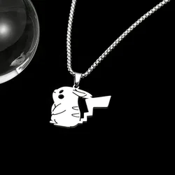 Trend Pokemon Pikachu Necklace For Men Women Stainless Steel Funny Pendant Sweater Chain Jewelry Couple New Gift Accessories