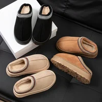 Hot Winter Women Slippers Plush Interior Anti Slip Thick Sole Fashion Embroidered Warm House Shoes for Ladies 3