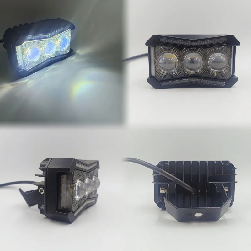 

Suitable for Cars Motorcycles Off-Road LED Headlight Cross-Border Hot-Selling Angel Eye RGB Three-Bead Lens Flashing
