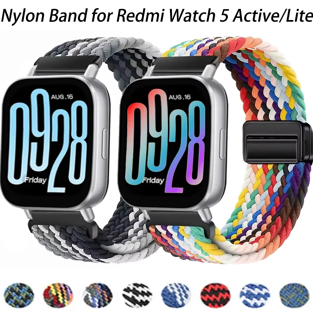 حزام من النايلون لساعة Redmi 5 Active/Lite حزام معصمه لـ Xiaomi Redmi 5 Lite ملحقات حزام الساعات المغناطيسي المضفر