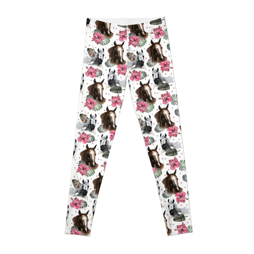 Tropical Floral Horse Pattern Leggings push up fitness Women sportwear Womens Leggings