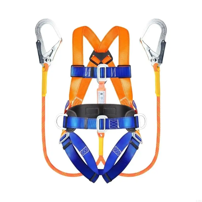 High Performances Safety Harness Belt for Full Body Protective Featuring Double Hooks and Buffer Work Enhancing Security F19E