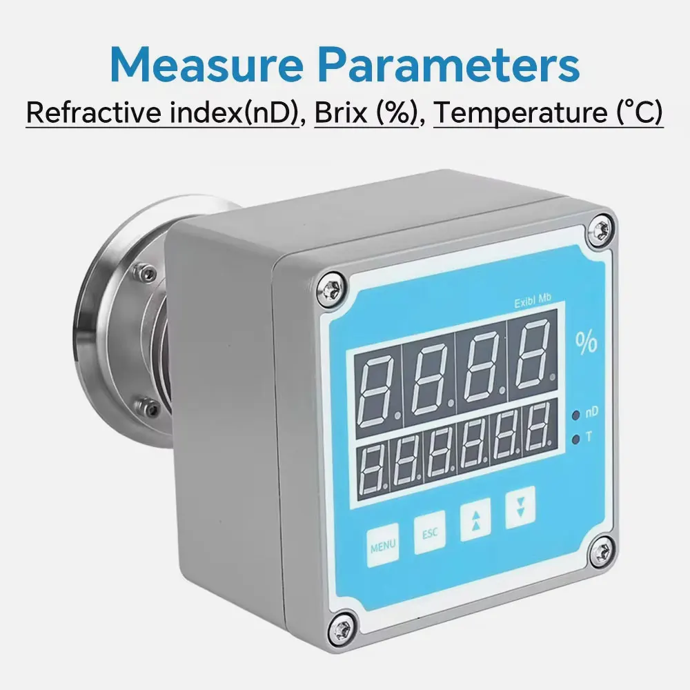 Professional Supplier Industrial 0.1% Precision Inline Process Tank Pipe Brix Refractometer