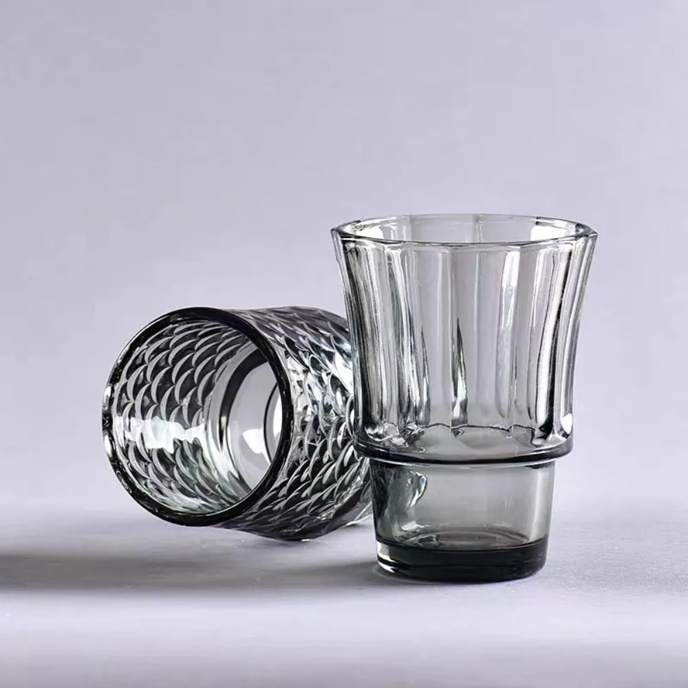 Exquisite Vintage Relief Koi Fish-shaped Water Cup Transparent Thickened Tea Mug Stacking Beverage Glass Gift