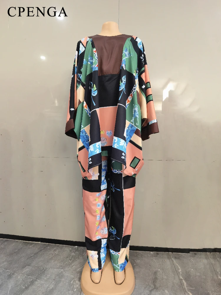 Plus Size pasujące zestawy afrykańskie ubrania dla kobiet eleganckie damskie ubrania imprezowe 2-częściowe topy i spodnie garnitury Dashiki Casual