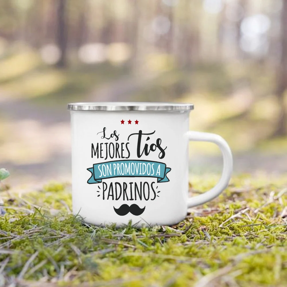 Mug Best Godmother Godfather In The World Print Enamel Mug Friend Drinks Coffee Cup Camping Mugs Best Idea Gift for Madrina