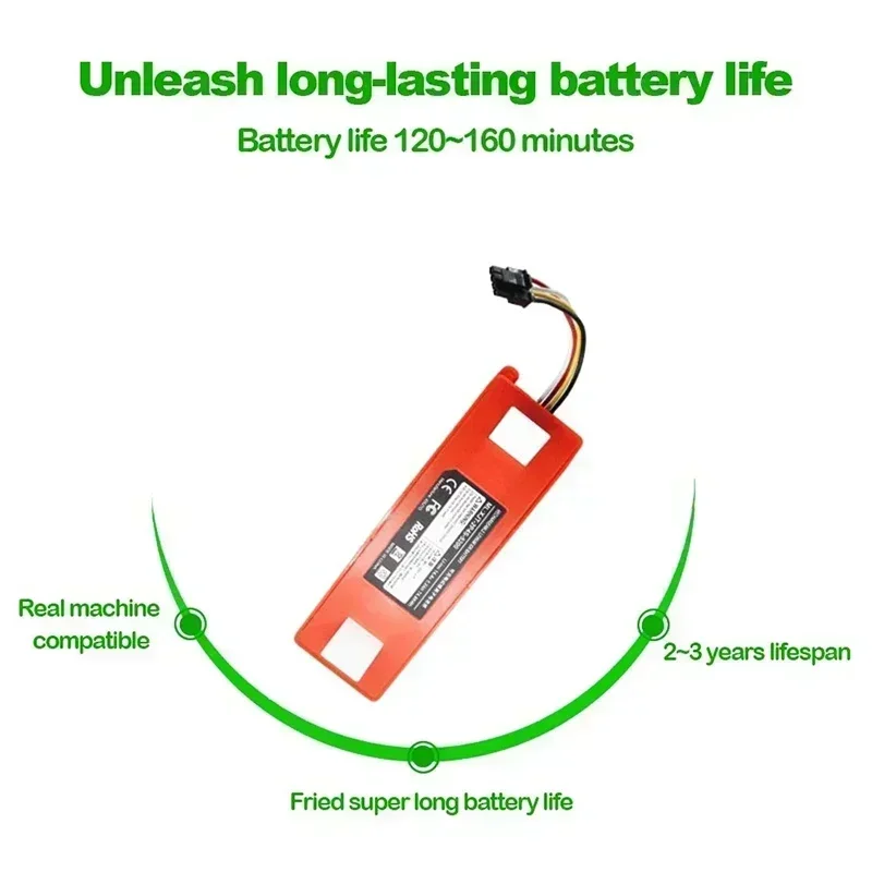 Original 100% New Battery14.4V 12800mAh Robotic Vacuum Cleaner Replacement Battery For Xiaomi Roborock S55 S50 S5 MAX S6 Parts