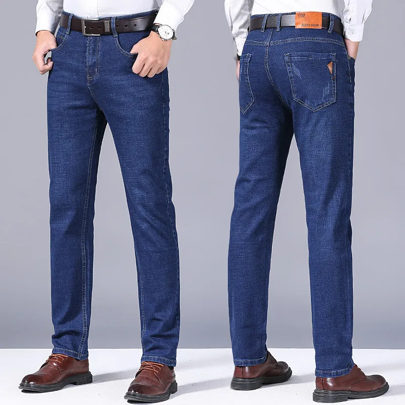 Pantalones vaqueros rectos suaves para Hombre, pantalones vaqueros clásicos de negocios negros para motorista, monos Masculino, Pantalone Hombre Mannen Homme, otoño 2025