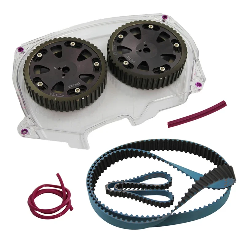 Cam Pulleys + Timing Belt + Balance Belt + Clear Cover For Fits For Lancer EVO IV V VI VII VIII 4G63T 96-05 Black