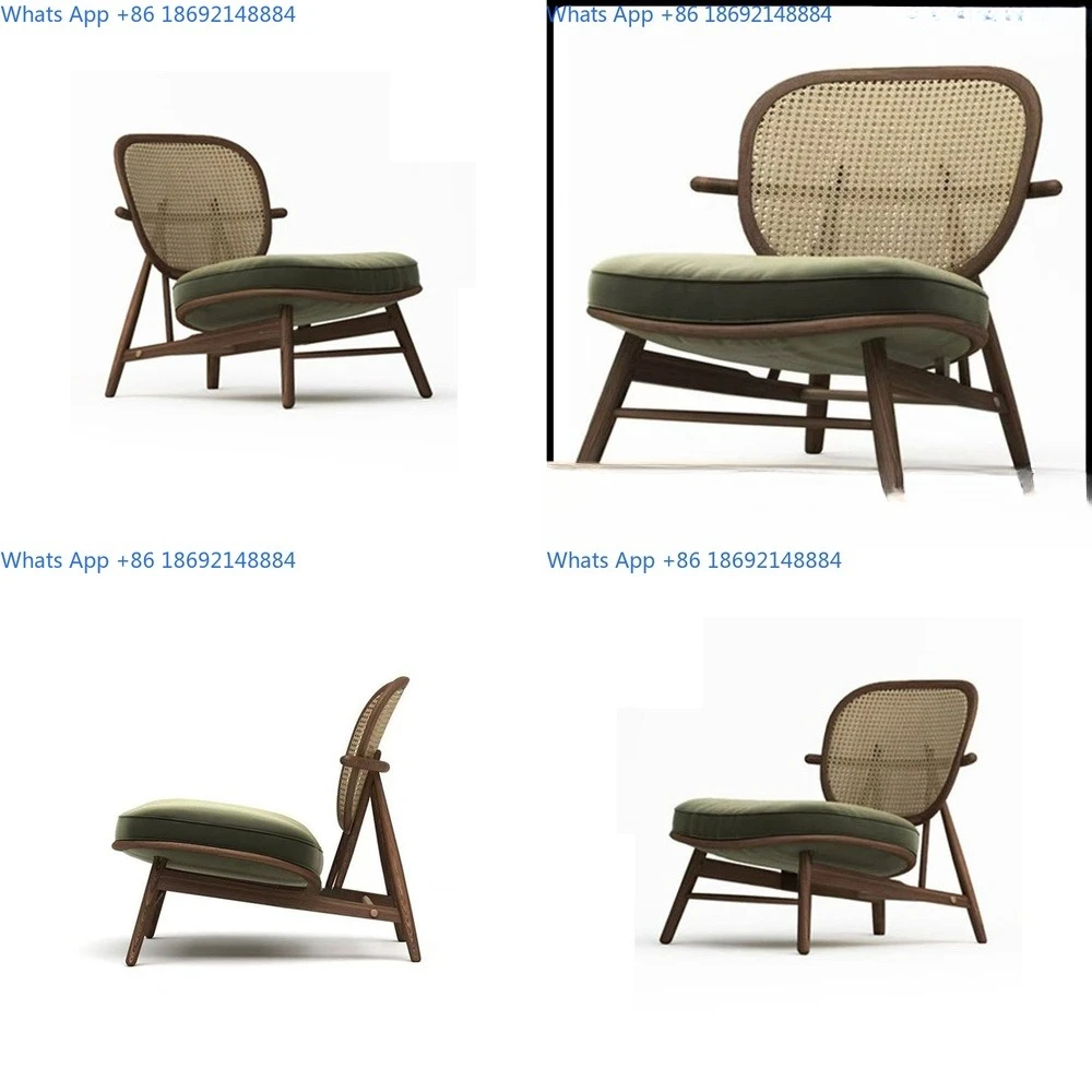 

Scandinavian Style Solid Wood and Rattan Single Sofa Chair for Home Living Room Hotel Lounge