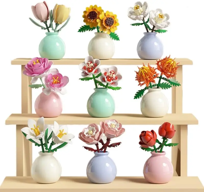 

Набор из 850 микро-блоков для сборки 9 цветов: розы. Декор для дома, игрушка-подарок для взрослых и детей, в коробке.