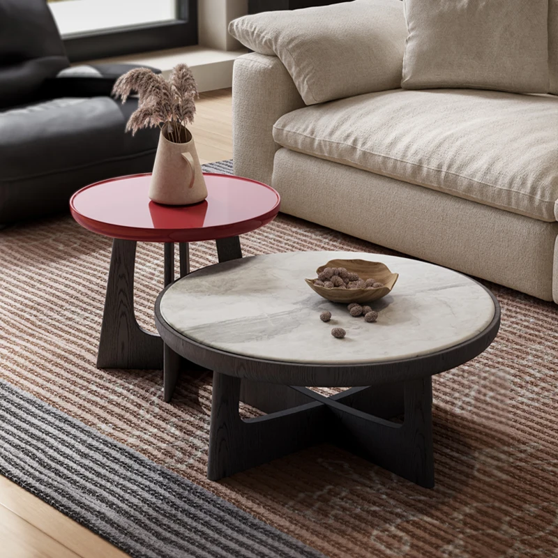 Set Modern Classic Round Coffee Table High Quality Italian Style Living Room Coffee Table Center Table Set for Home