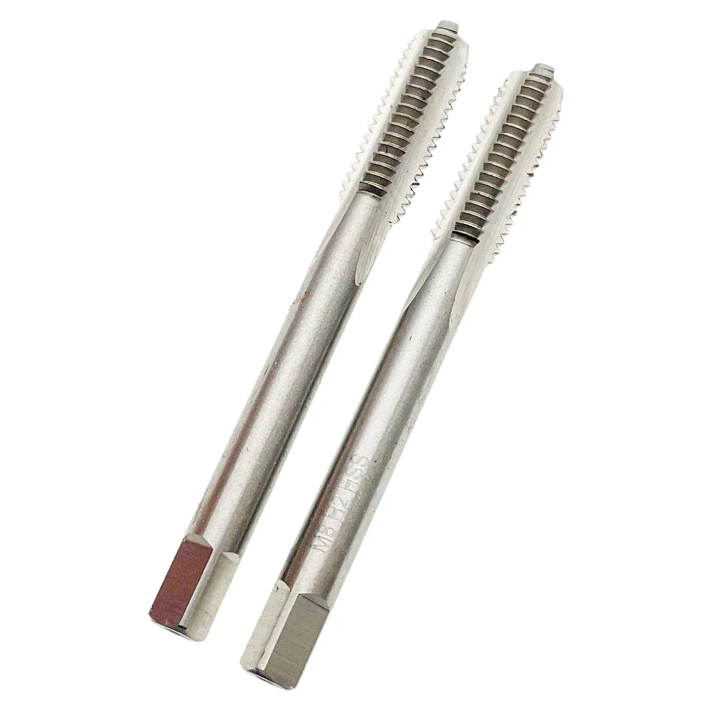 2Pcs M8 x 1.25 Tap RH M8x1.25 Tap Set Drill Tools Right Hand M8 x 1.25 Thread Tap M8x1.25 Threading Tool HSS M8 x 1.25 Hand Tool