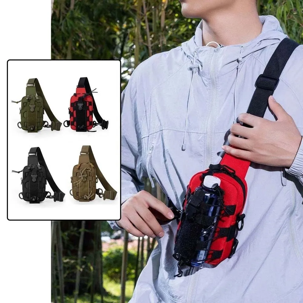 Multi-functional Men's Nylon Waist Pack Solid Color with Water Bottle Holder Riding Shoulder Bag Anti-splash Water