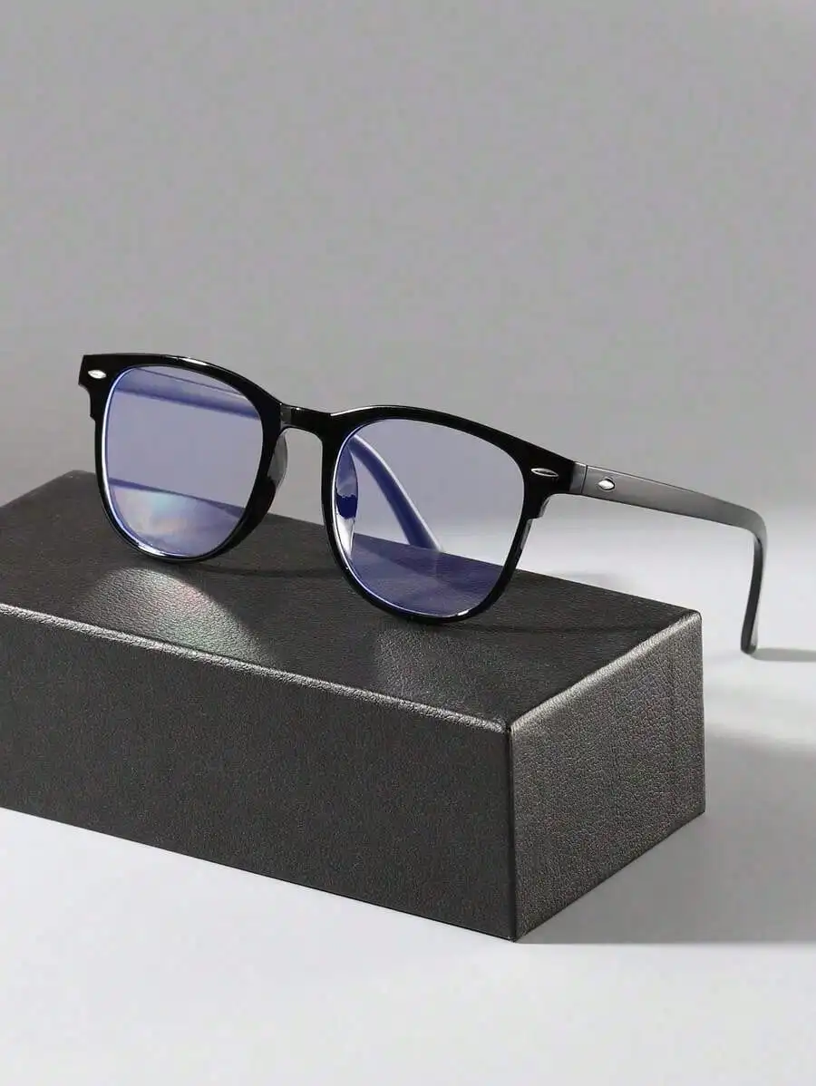 Armações de óculos quadradas clássicas pretas para homens, óculos com bloqueio de luz azul para computador