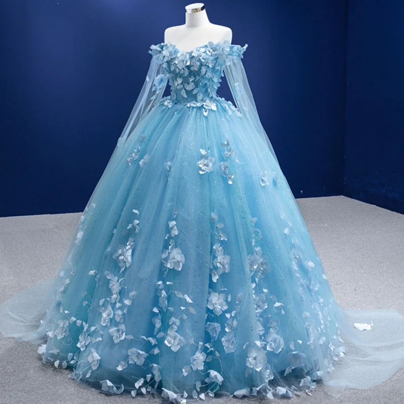 Luxury Bead High Quality 3D Flowers Lavender Ball Gown Quinceanera Dresses Sweet Party Vestidos 15 Anos Vintage Detachable Cloak