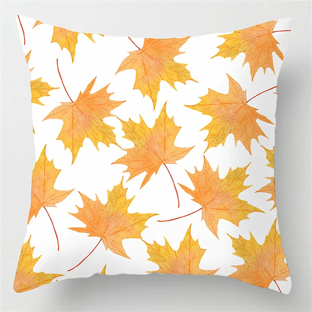 Autumn Maple Leaf Printing Square Cushion Cover Home Living Room Sofa Decoration   Pillow