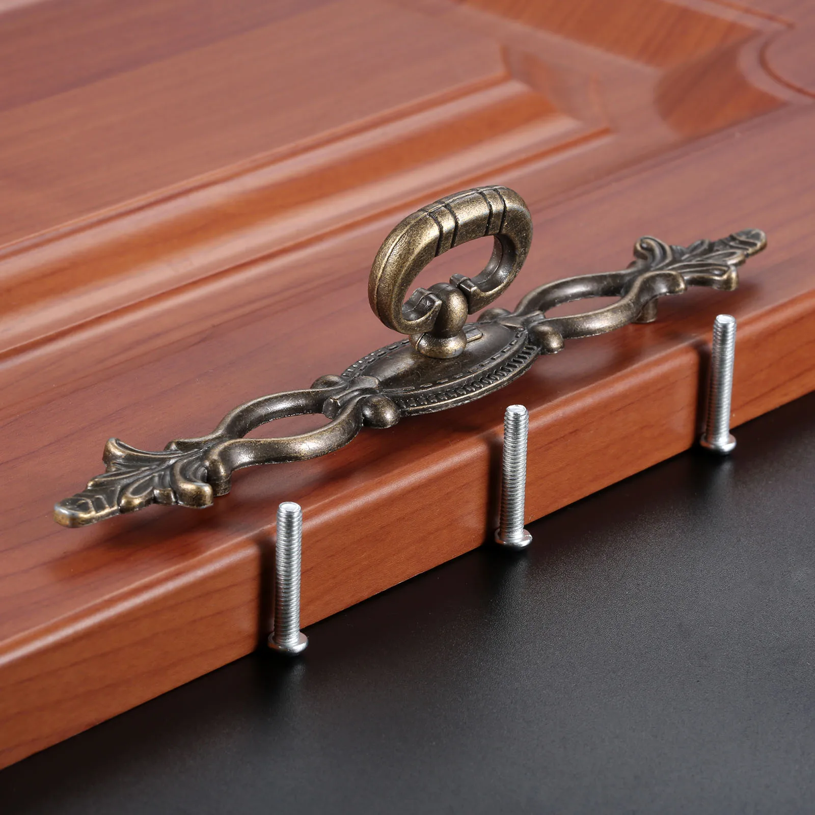 1pc Retro European Flower Handle Drawer Wardrobe Door Wooden Box Knob Mini Handles Zinc Alloy Antique Bronze with Screws