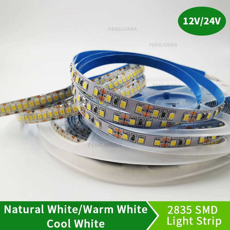 5M 2835 SMD Led Strip Light 12V 24V Flexible Diode Tape 120/168/204/240 LED Per Meter 3000K 4000K 1000K Tira Fita LED Ribbon