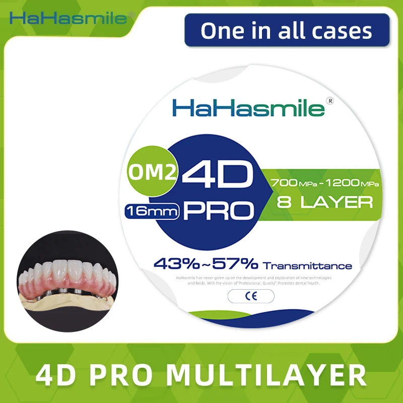 HaHasmile 4D-Pro-Multilayer OM2 95mm Zirconia Blocks 8 Layer for Porcelain False Teeth with Open CADCAM System