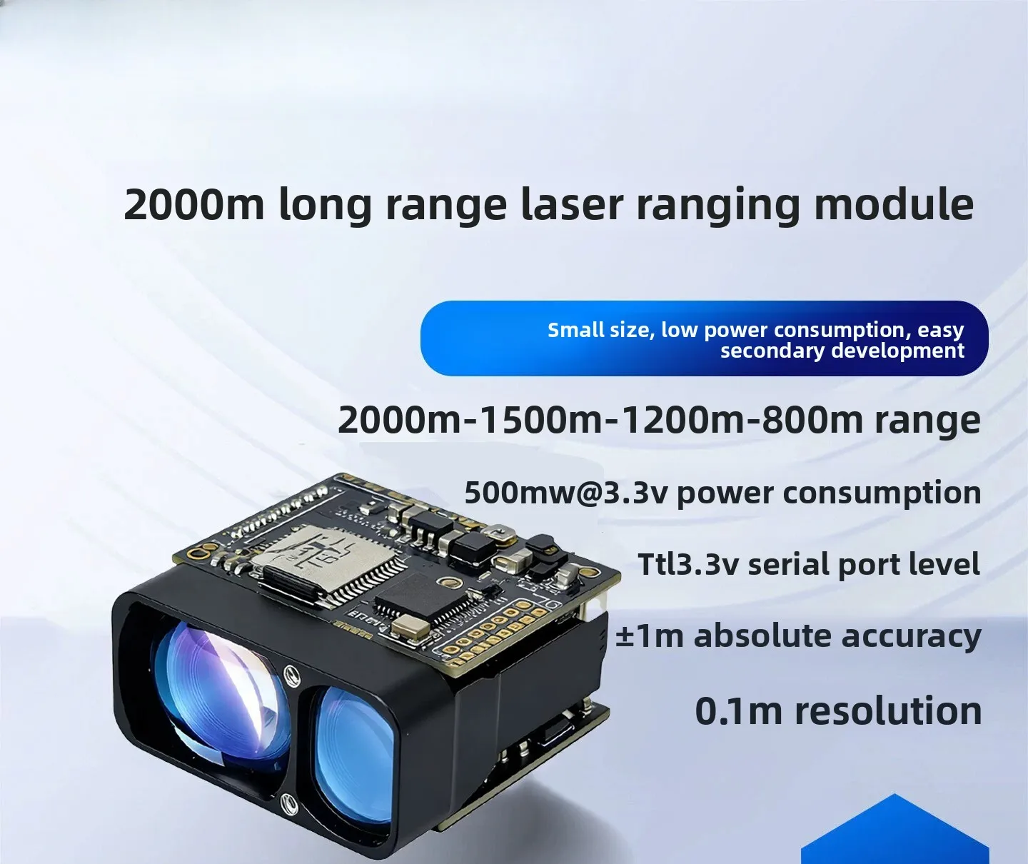 Apply to 2000m laser ranging module, high-precision anti-glare tof distance sensor, drone gimbal, ttl serial port