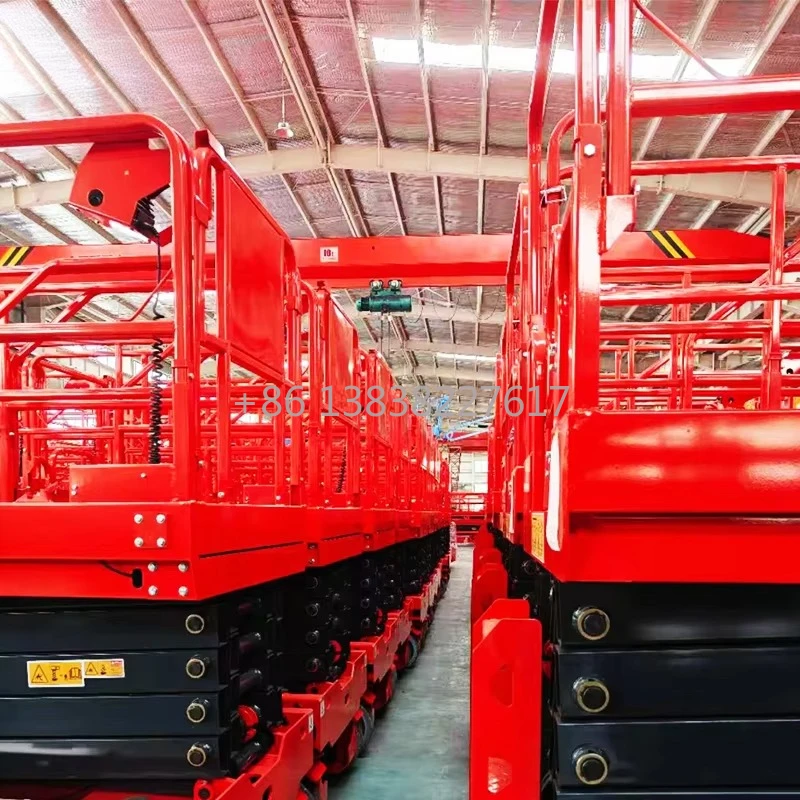 Durable Multi-Purpose Mobile Scissor Lift Table 8-14m Solid Rubber Tires Hydraulic Self-Propelled Large Load Optional Height
