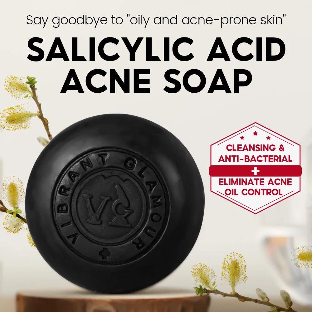 VIBRANT GLAMOUR Salicylic Acid Acne Handmade Soap Cleanses Pores Inhibits Acne Anti-Inflammatory Soothing  100g