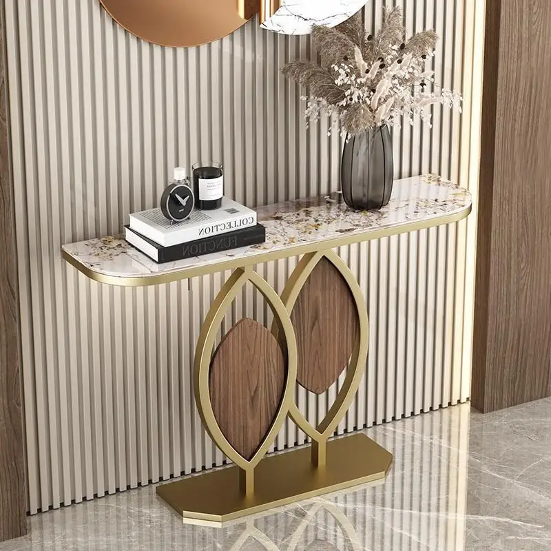 

Nordic entrance table Minimalist entry decorative cabinet Semicircular rock slab table against the wall Designer style