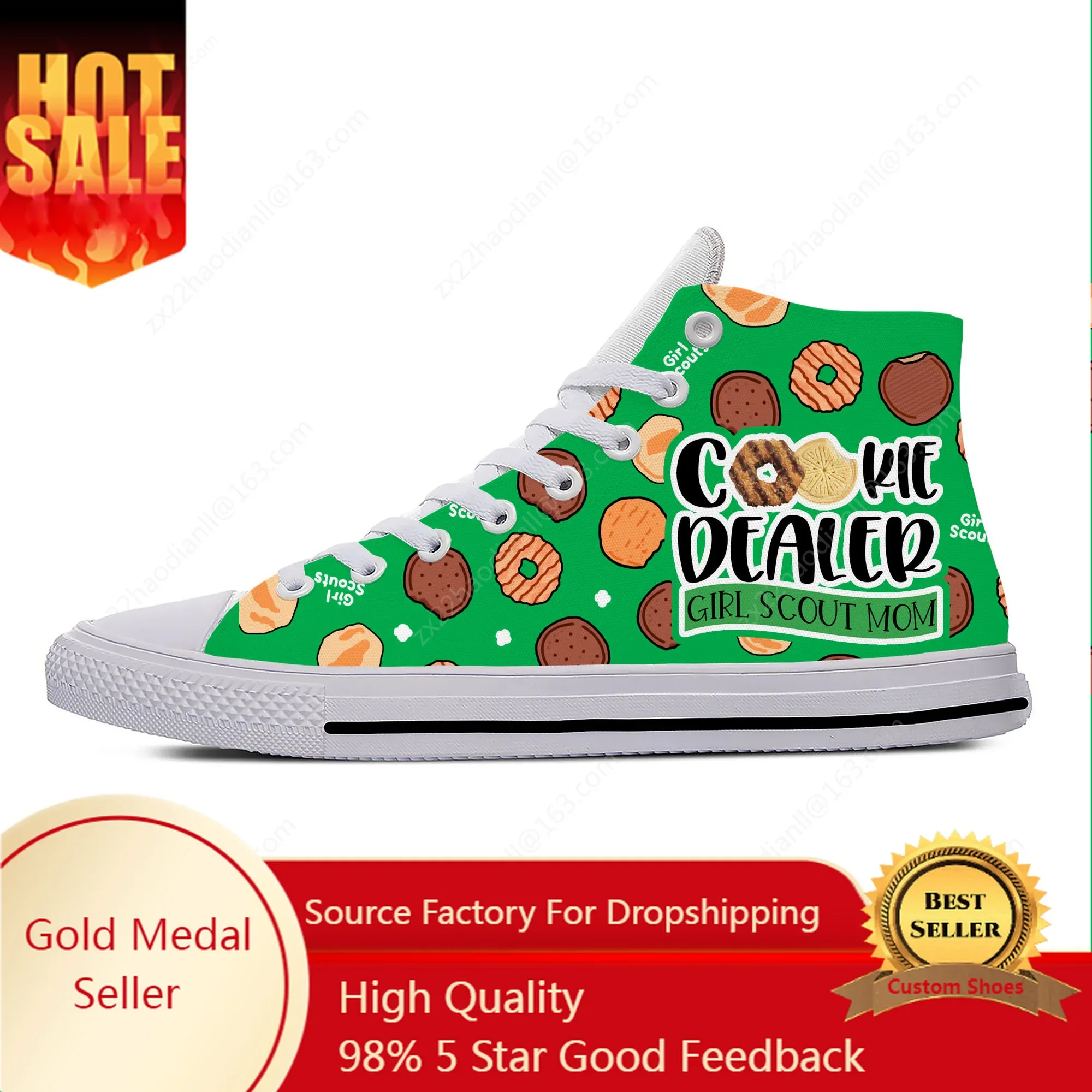 

Cookie Dealer Girl High Top Sneakers Mens Womens Teenager Casual Shoes Canvas Running Shoes 3D Print Breathable Lightweight shoe