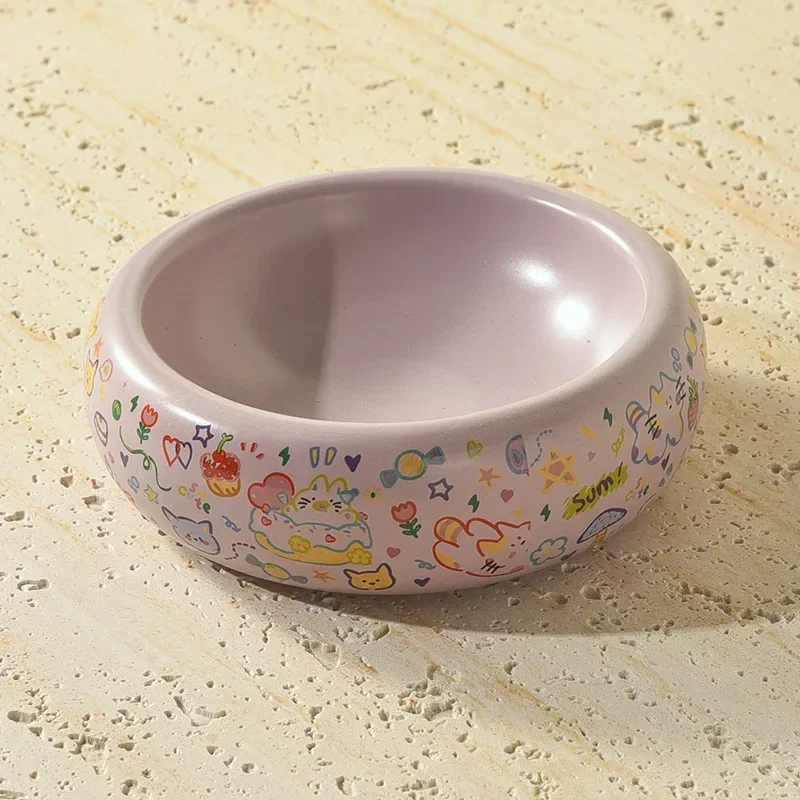 Graffiti Pet Bowl Ceramic Cat Dog Food Bowl Drinking Anti Overturning Feeder