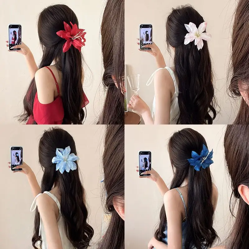 Simulation Phalaenopsis flower hairpin, advanced sense photo, headgear, vacation style bangs edge clip