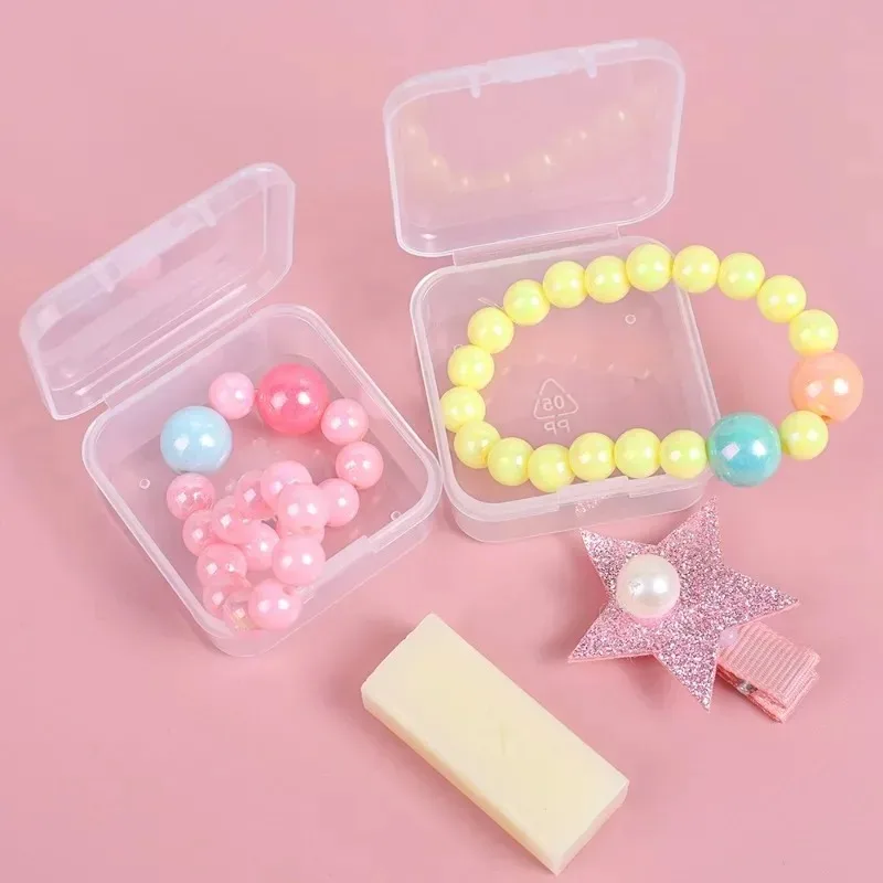 60/6PCS Mini Storage Box Transparent Plastic Jewelry Storage Box Container Portable Earring Ring Earplugs Packaging Storage Case