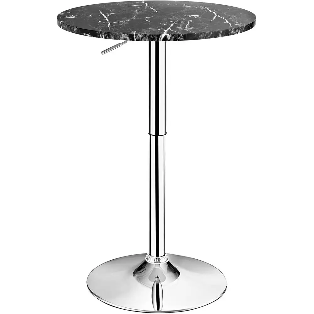 

Вращающийся барный стол с регулируемой высотой и мраморной столешницей для пабов, кухонь и кафе (черный)