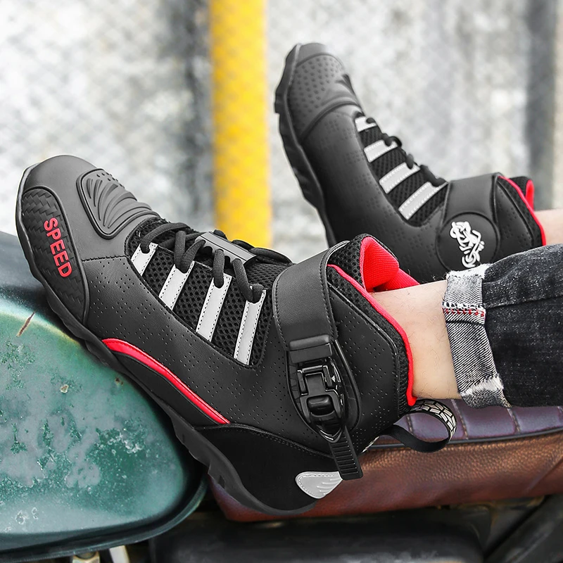 

Fashion Men's Motorcycle Boots Breathable Anti Slip Men Motorbike Shoes Outdoor Motocross Racing Riding Boot Motos Shoes