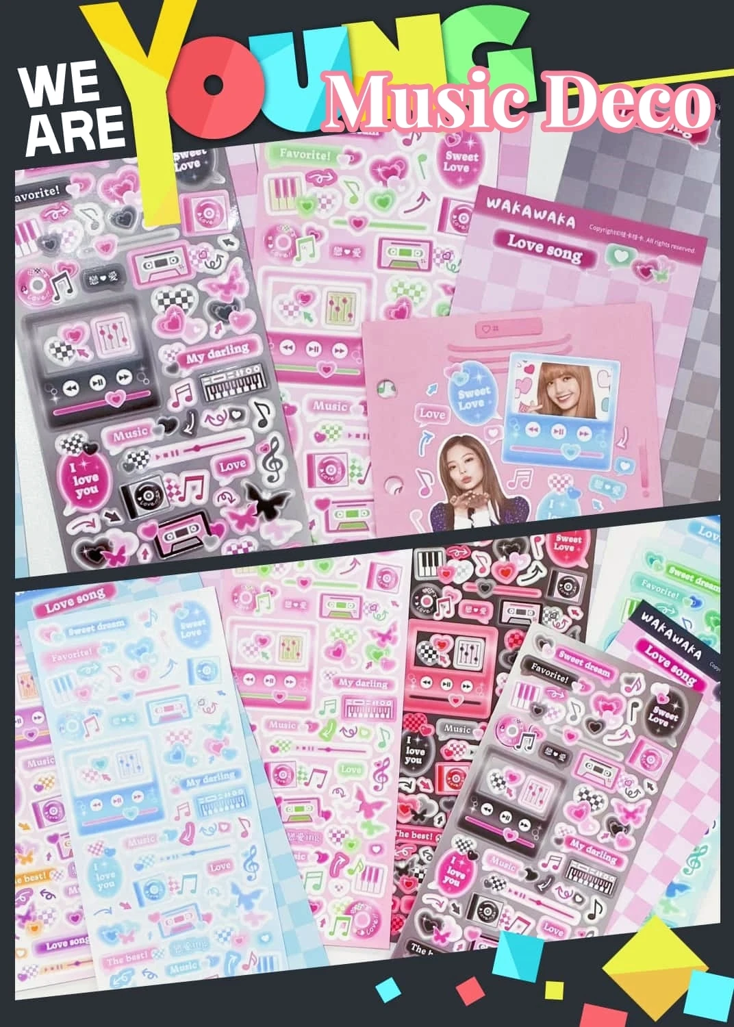 Korean Style Sticker Set For Kpop Photocards, Journaling & Toploader Deco - Premium Quality - Cute Ribbon Star Dialog Box & More