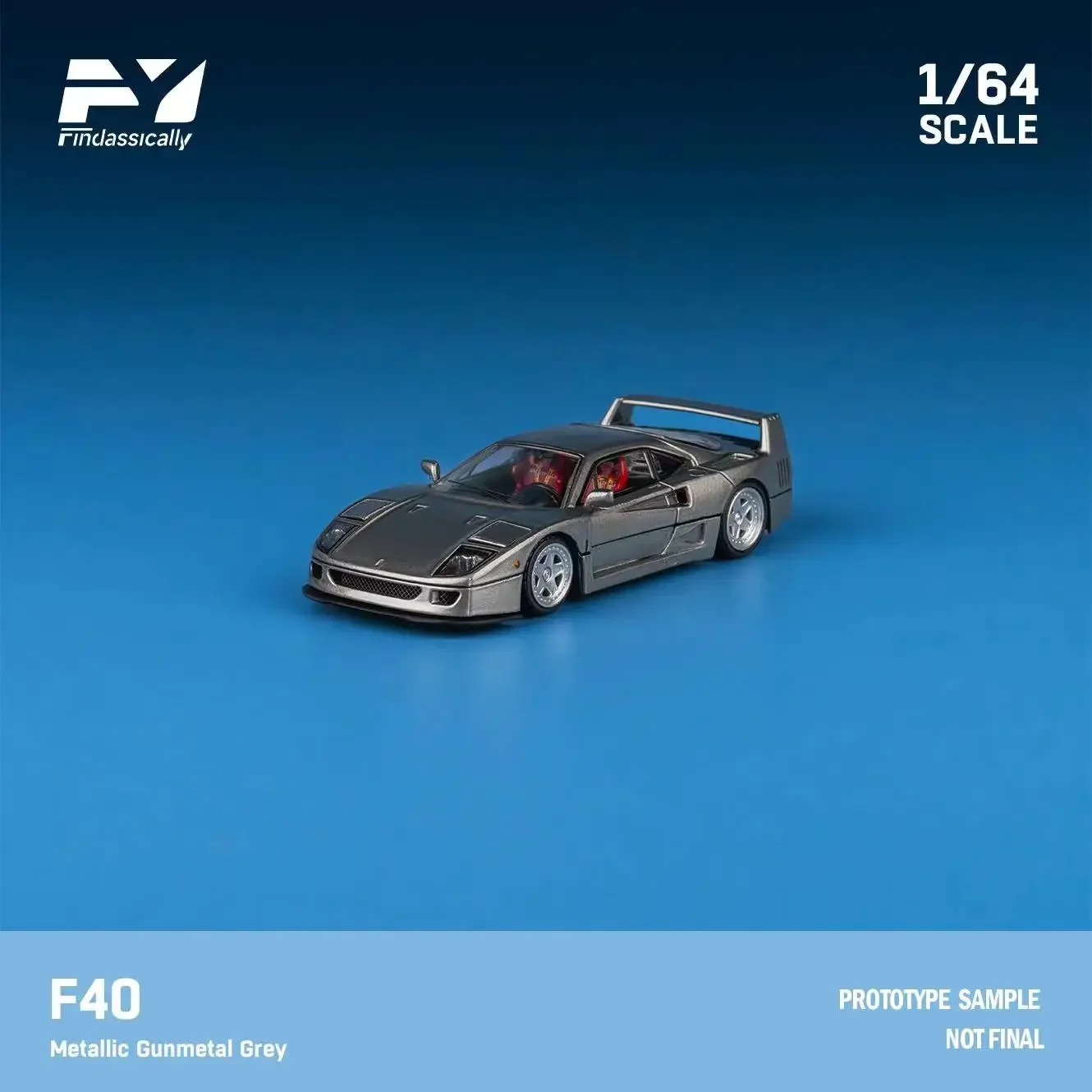 **PREORDER**Finclasscially 1:64 F40 Red /Gray Front lights with Flip Diecast Model Car