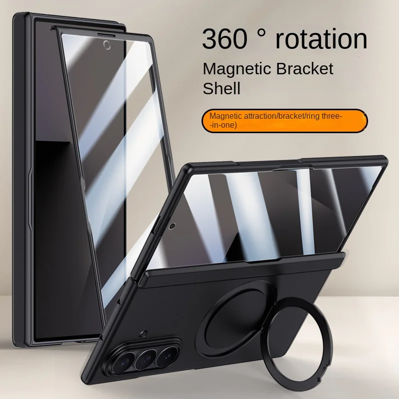

For Samsung Galaxy Z Fold 7 Case Luxury PU Leather Magsafe Ring Stand Magnetic Protective Back Cover case For Z Fold 7 Shell