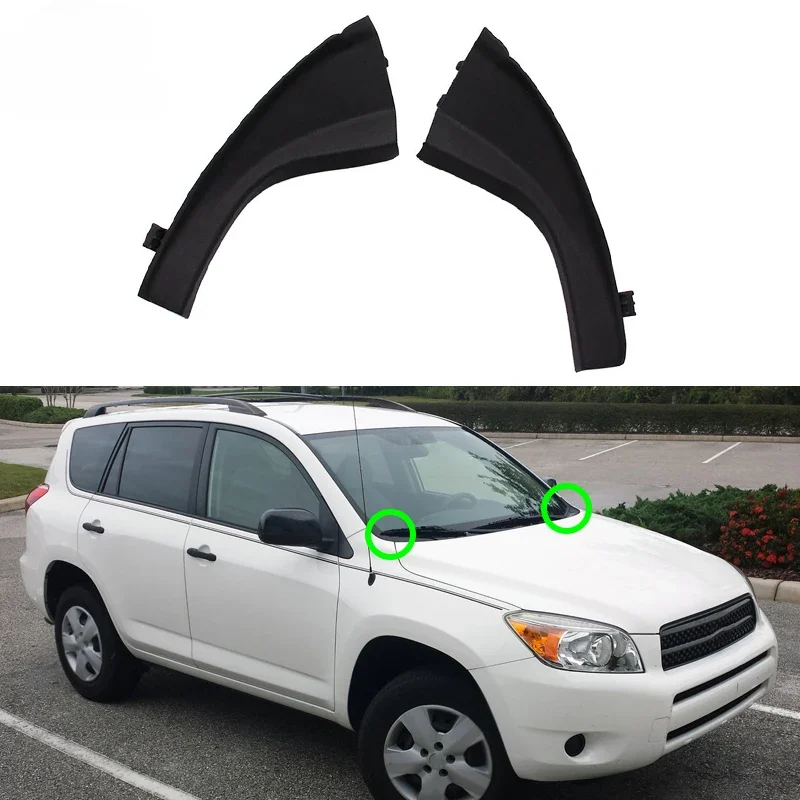 Car Front Left Right Windshield Wiper Cowl Extension Fender Side Seal Cover for Toyota RAV4 2006-2008 2009 2010 2011 2012 Black