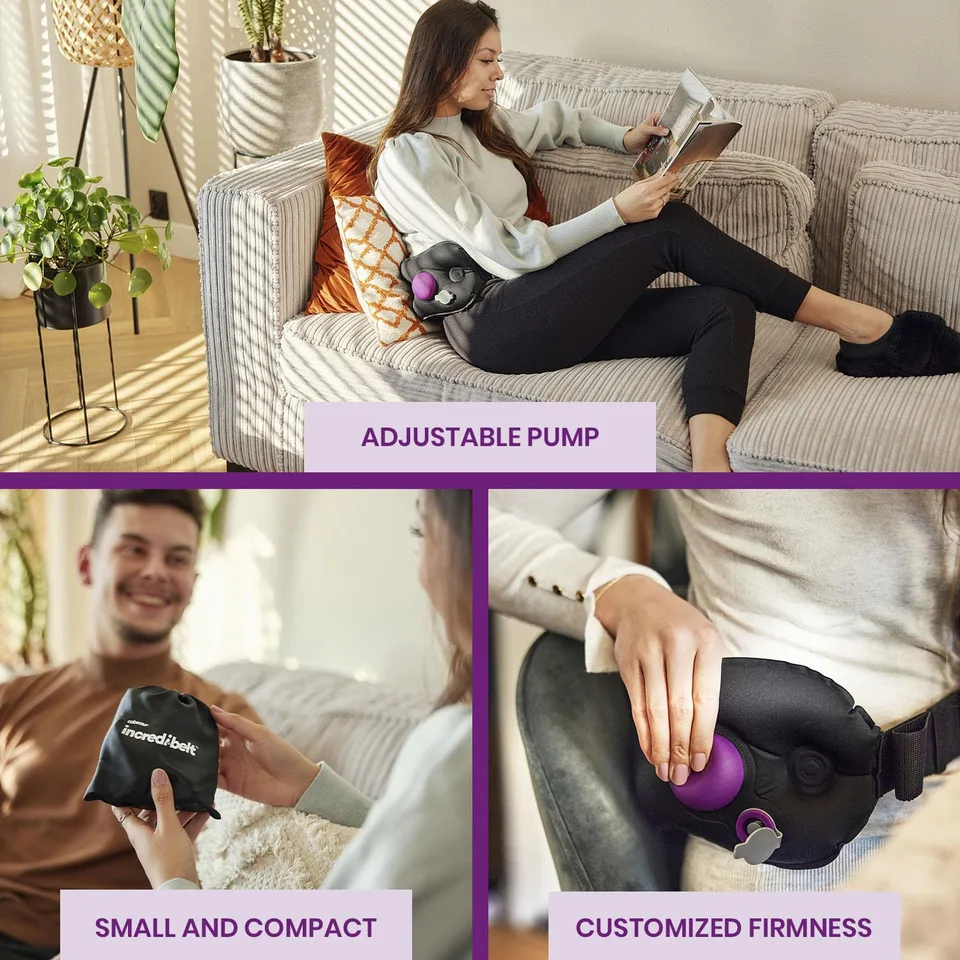 Inflatable Lumbar Support Pillow For Office Chair & Car Seat Air Pump Included Reduces Lower Back Pain Household Rubber Product