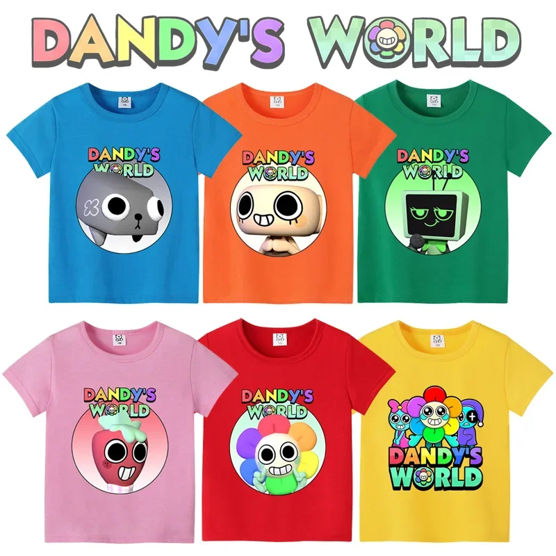 

Футболка Dandys World Series, летняя популярная детская одежда с принтом игр, дышащая милая футболка с короткими рукавами для мальчиков и девочек, базовый топ, подарки на день рождения