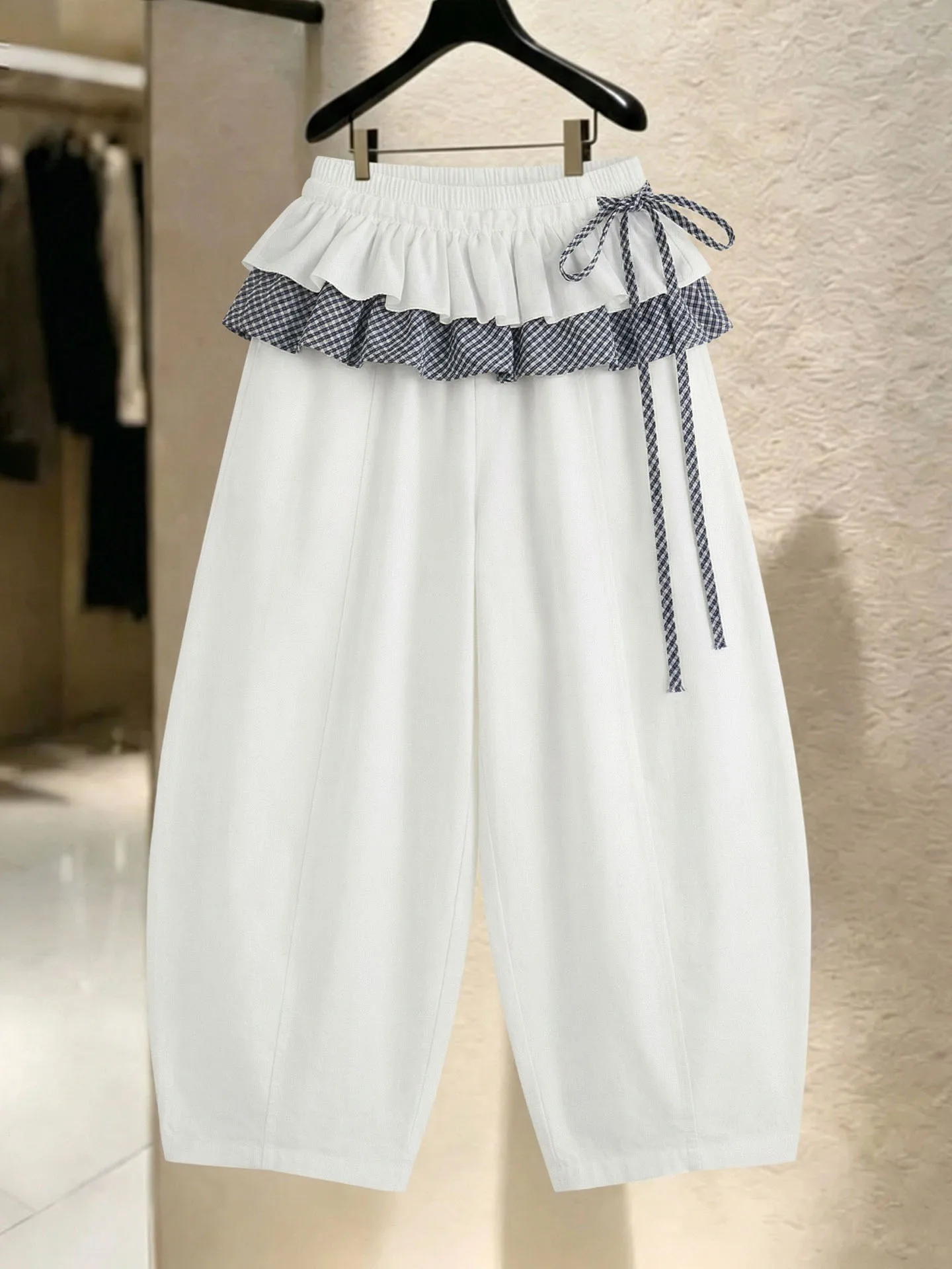 Color Block Design Loose Casual Wide Leg Pants Summer 2026 Slimming Long Trousers High Waist Straight Cut Commute Style