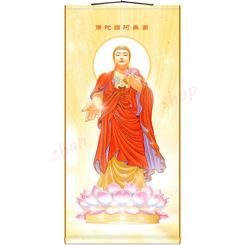 

Amitabha Buddha drawing /Religious Feng Shui silk hanging painting / auspicious hanging painting