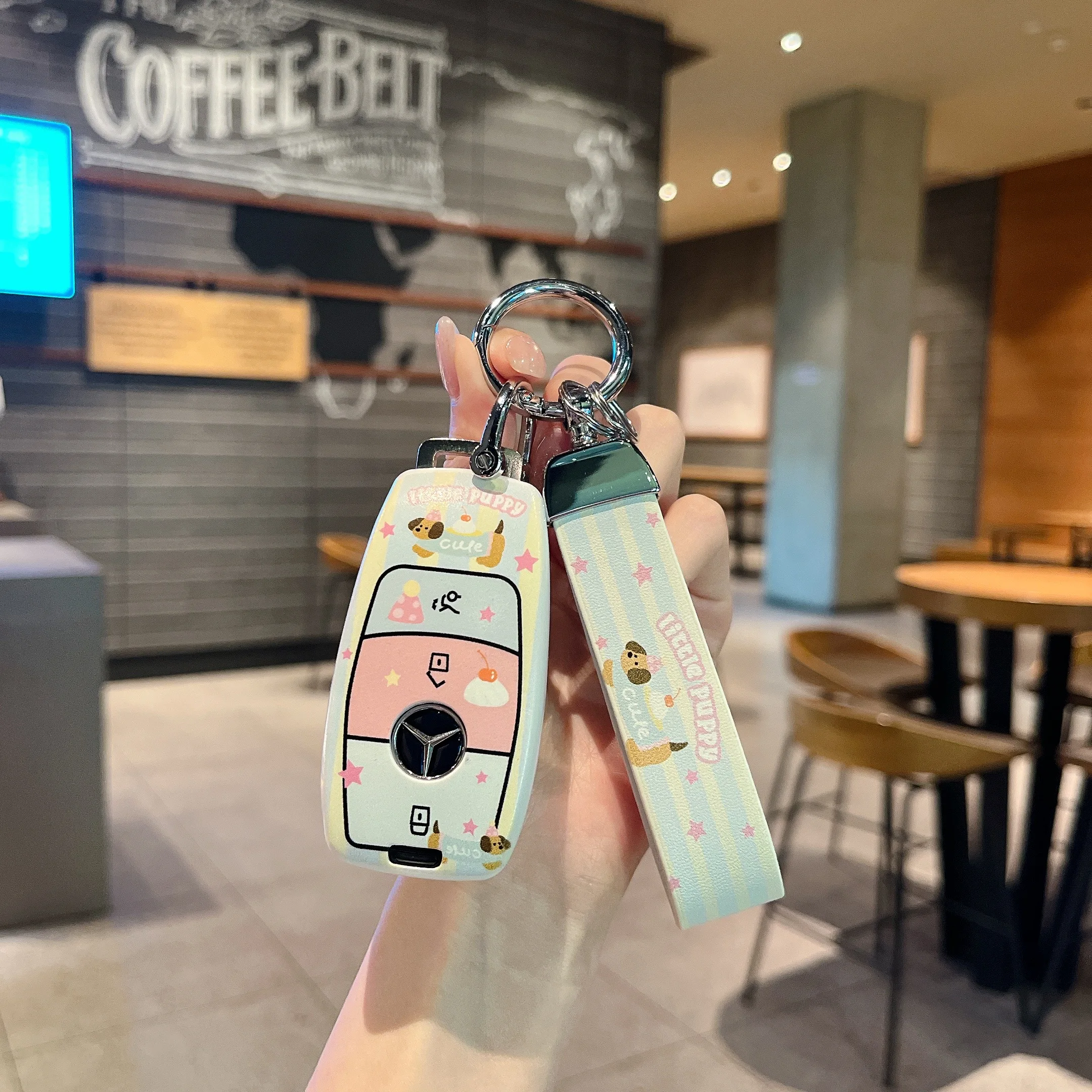 حافظة مفاتيح السيارة المطبوعة لسيارة Mercedes Benz E S G Class GLC CLE CLA GLB GLS W177 W205 W213 W222 X167 AMG E200 E260 Shell Fob