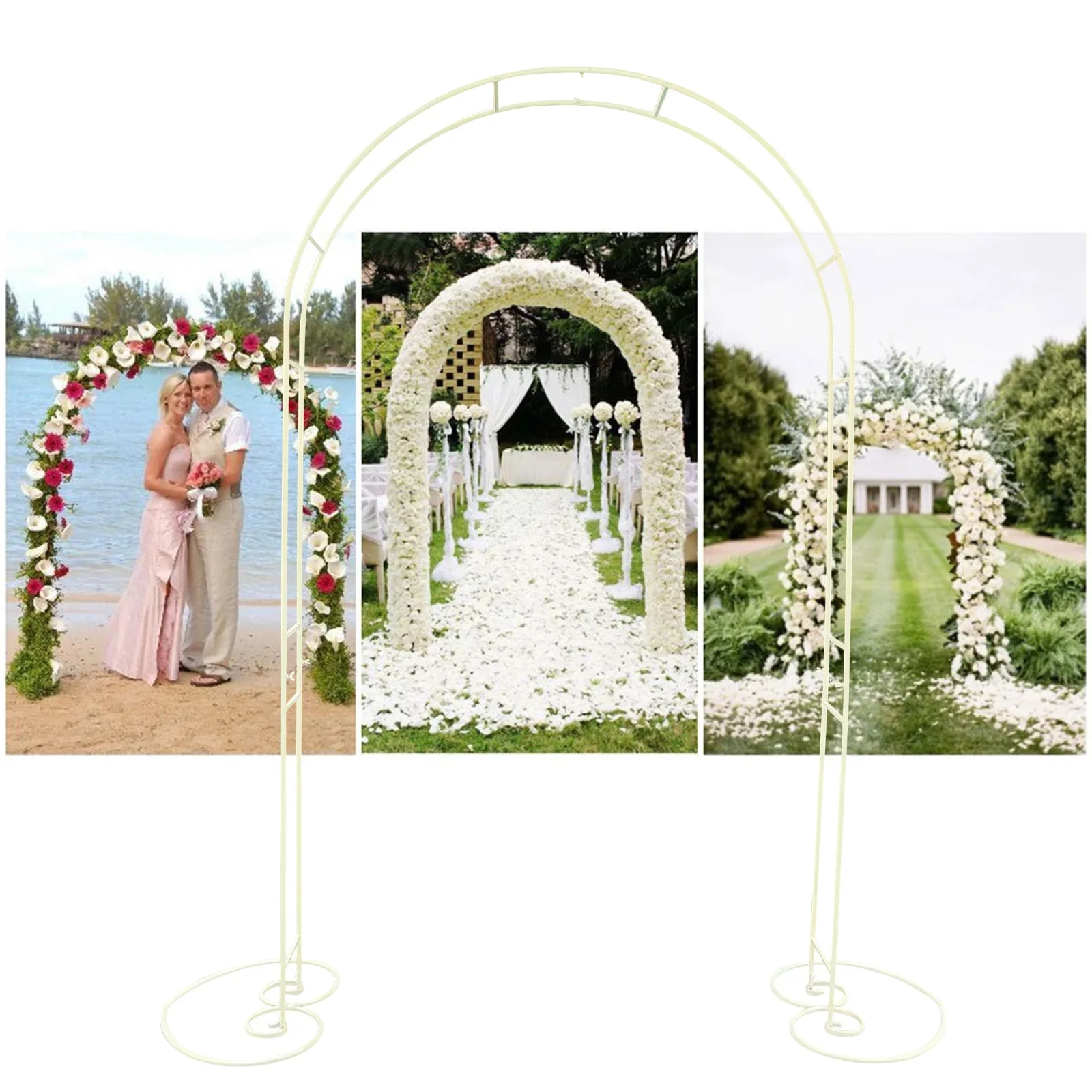 White Arch Metal Trellis Garden Arbor For Climbing Plant Growing Lawn Backyard