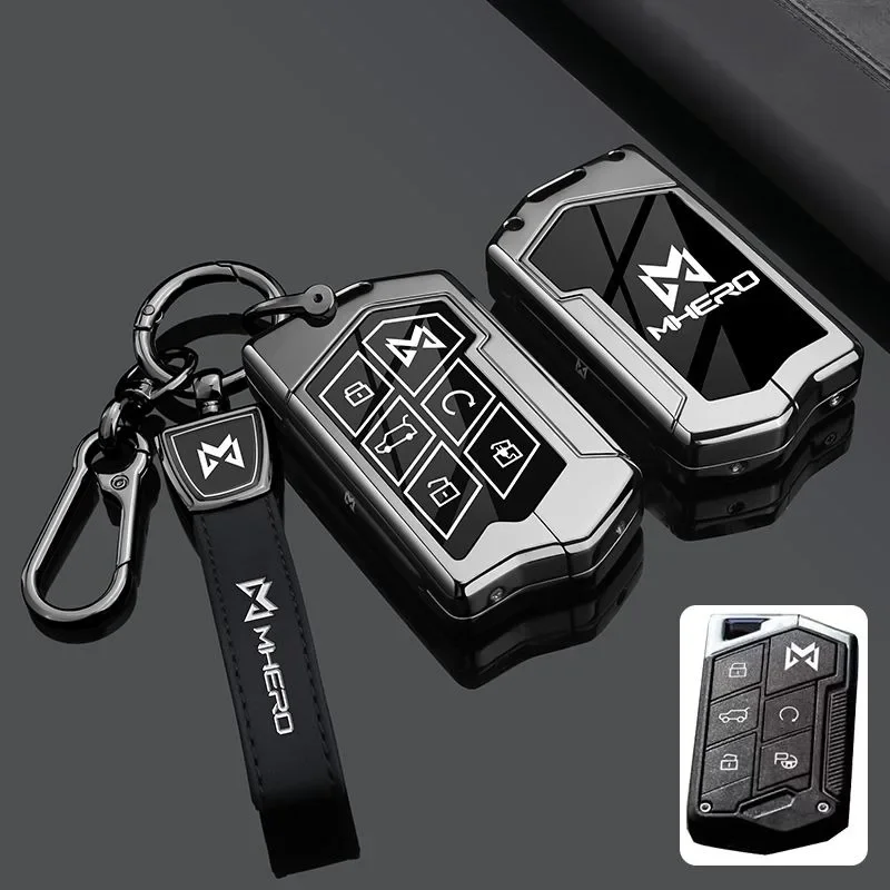 Zinc Alloy Car Key Case for MHERO I M-HERO Mengshi 917 2023 2025 Remote Protection Cover Shell Keychain Holder Fob Accessory