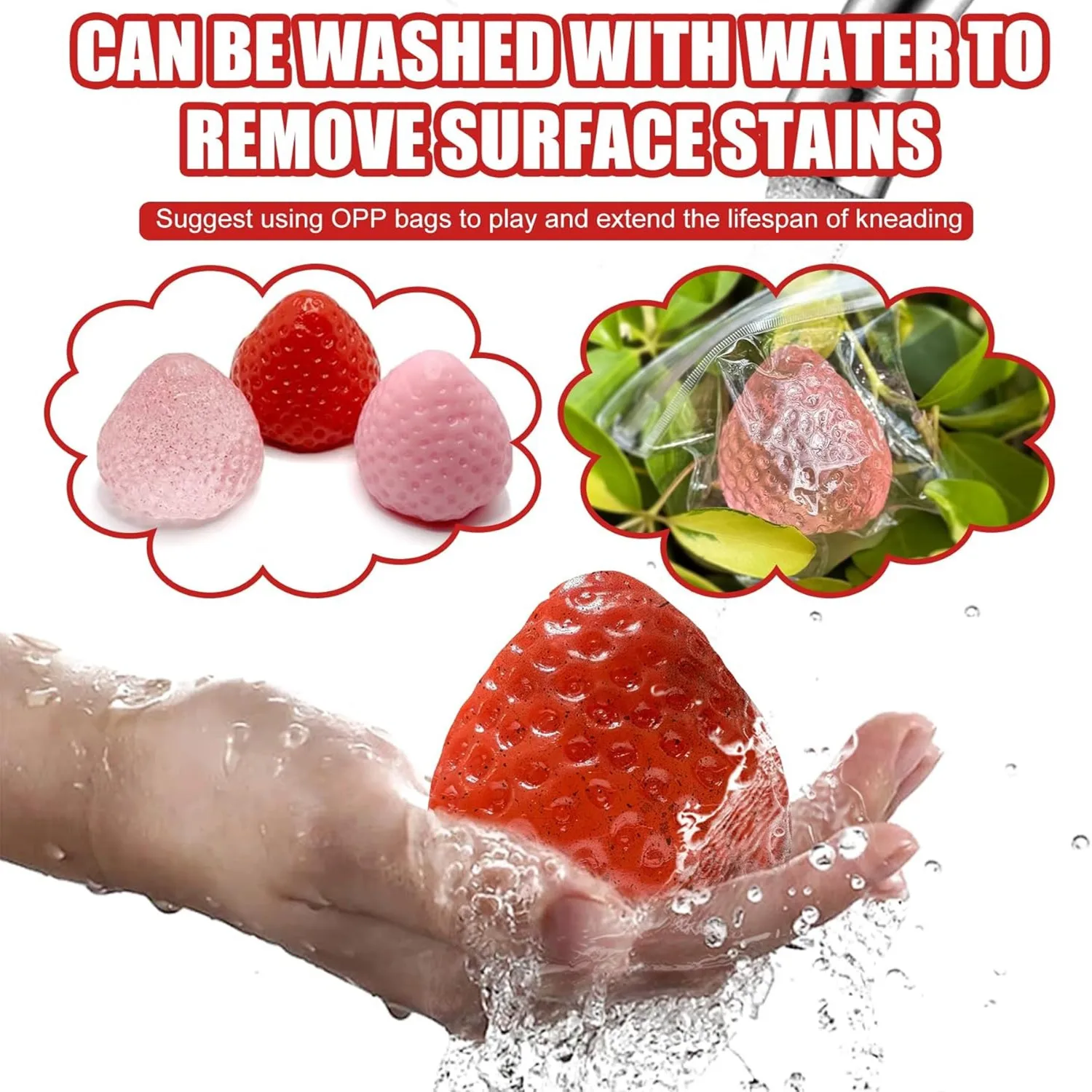 Taba Squishies Erdbeerfrucht-Quetschspielzeug Kawaii Sticky Stress Fidget Toy Geschenk Perfektes Schreibtischzubehör für Kinder Erwachsene