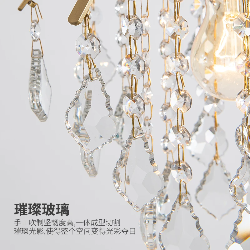Crystal bedside small chandelier modern cloakroom bedroom light creative French personalized study full copper light