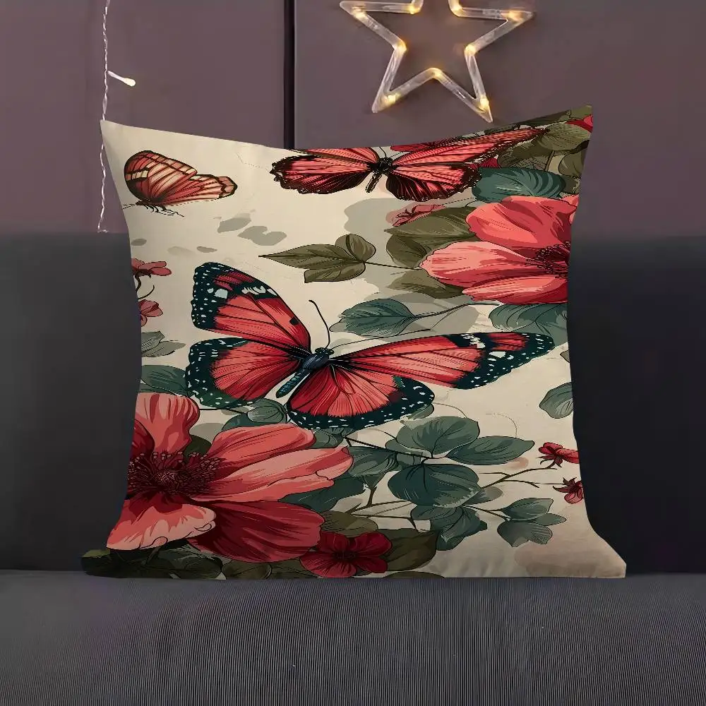 

Butterflies And Blooms Personalized Pillow Dust Cover Bedroom Kids Party Decoration Pillowcase Birthday Children Gift